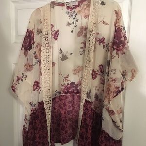 Floral Two-Tone Kimono
